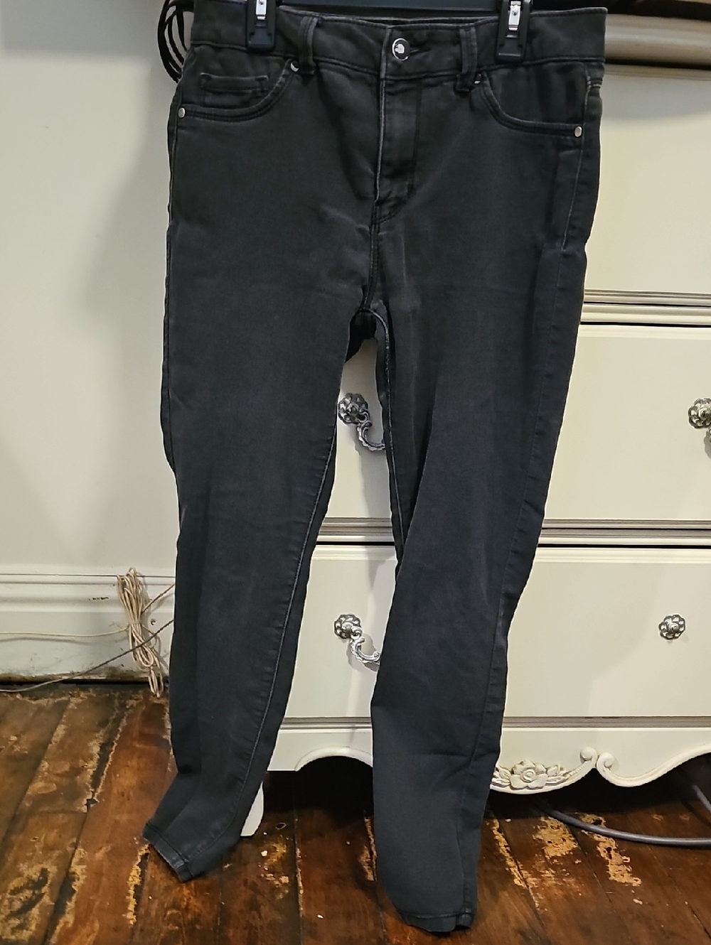 d. jeans Faded Black Slim, Non-structured Denim Pants, Mid-rise